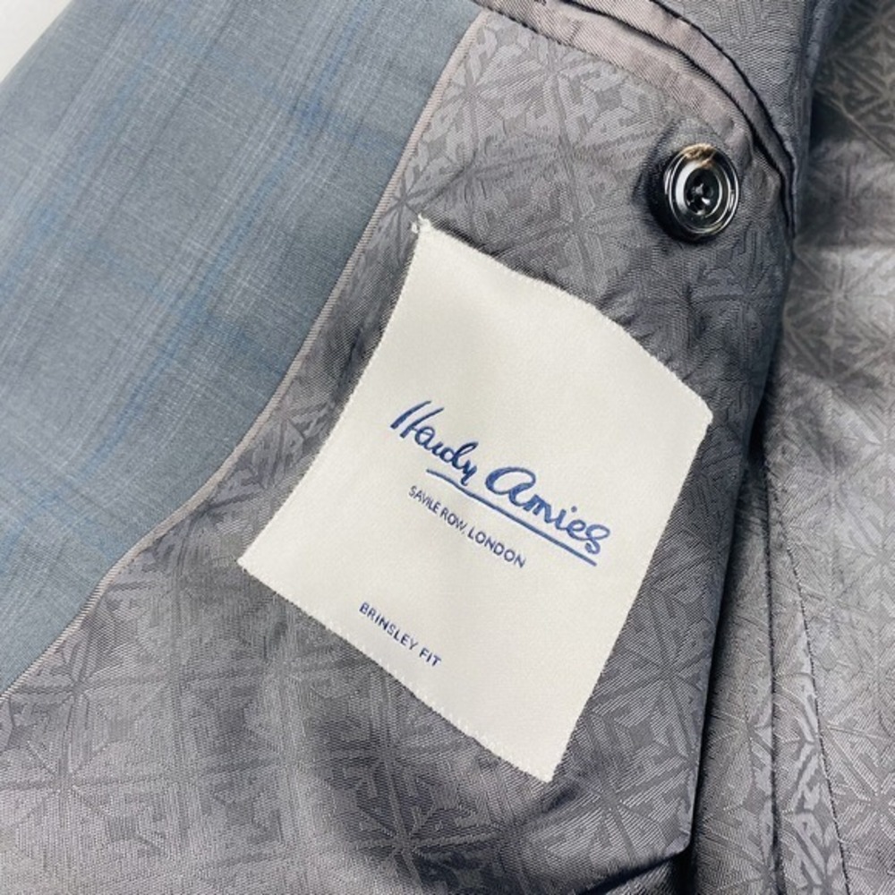 Hardy Amies Gray Blue‎ Checked Zignone Wool Blazer Size 38R NWOT - Picture 4 of 6